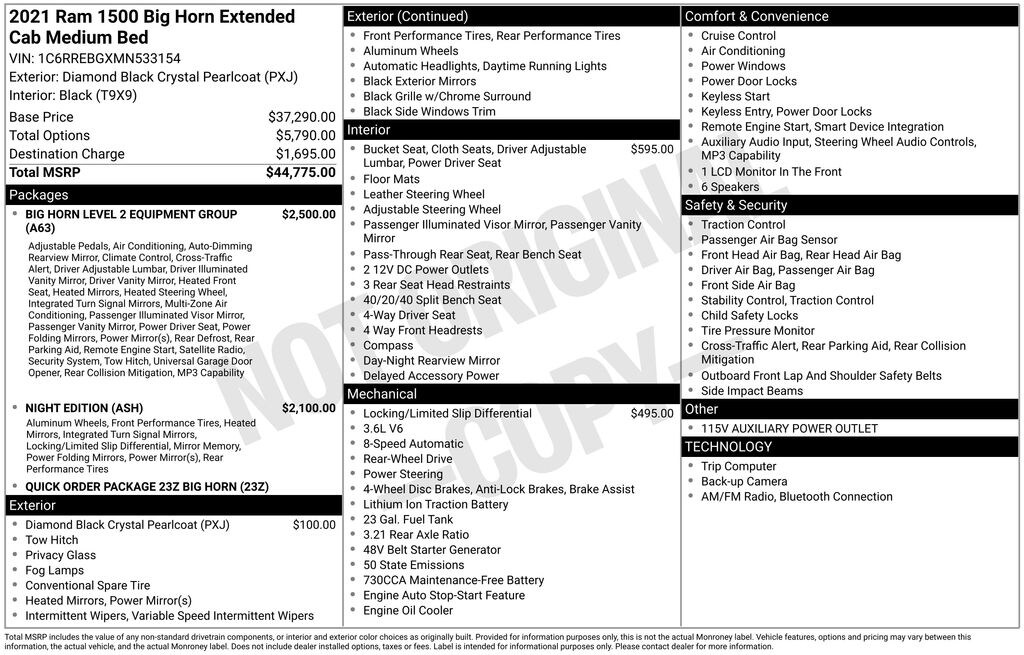 Used 2021 Ram 1500 Big Horn/Lone Star Truck