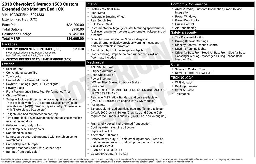 Used 2018 Chevrolet Silverado 1500 Custom Truck