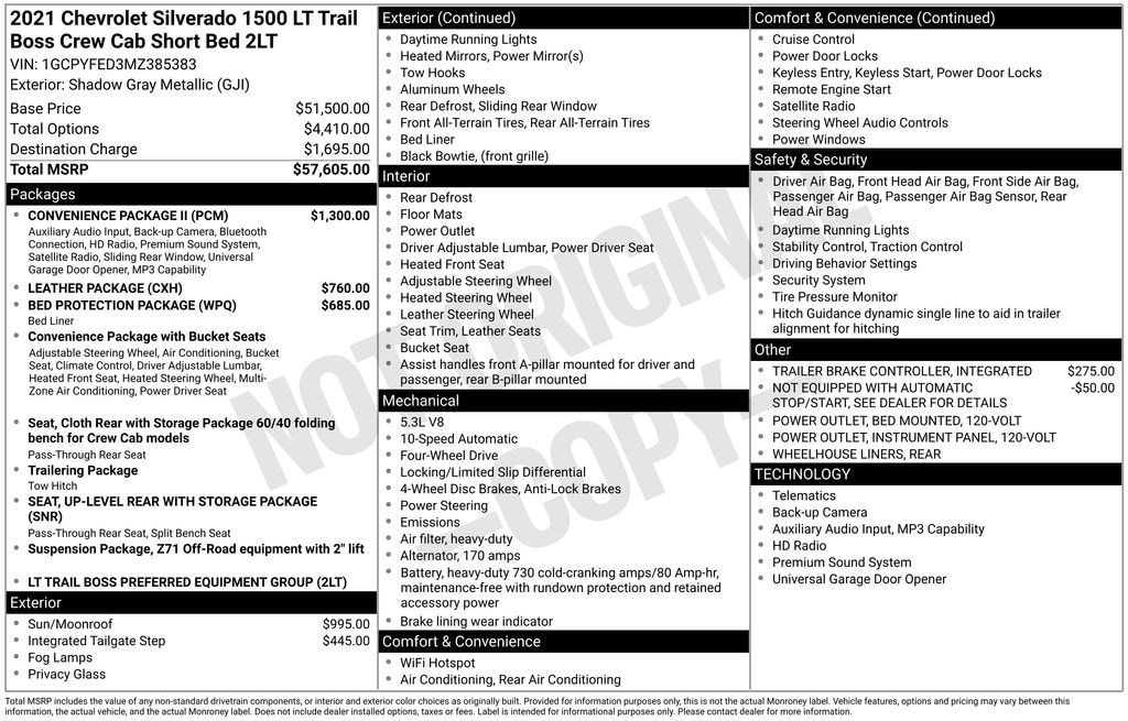 Used 2021 Chevrolet Silverado 1500 LT Trail Boss Truck