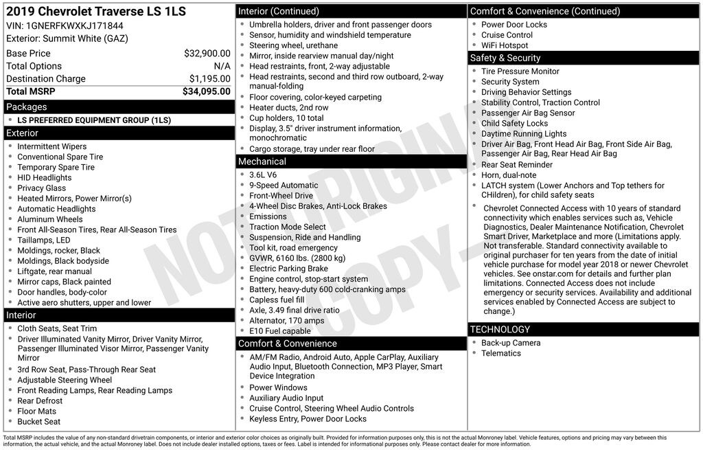 Used 2019 Chevrolet Traverse LS SUV