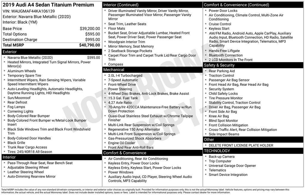Used 2019 Audi A4 Sedan