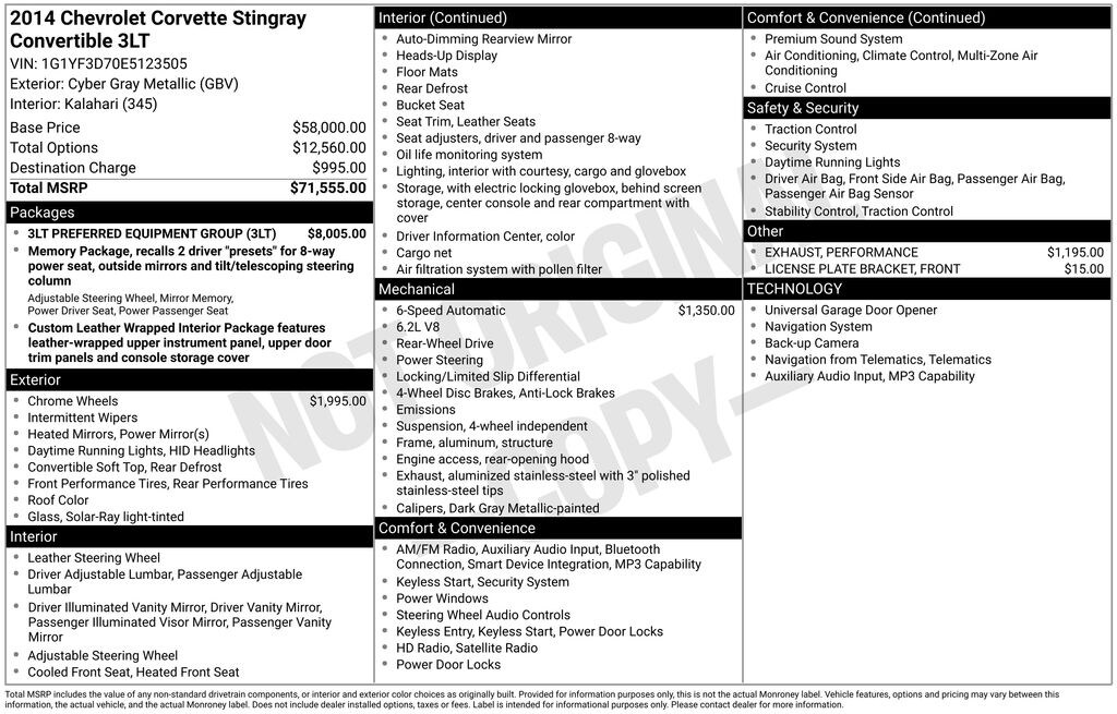 Used 2014 Chevrolet Corvette Stingray Base Convertible