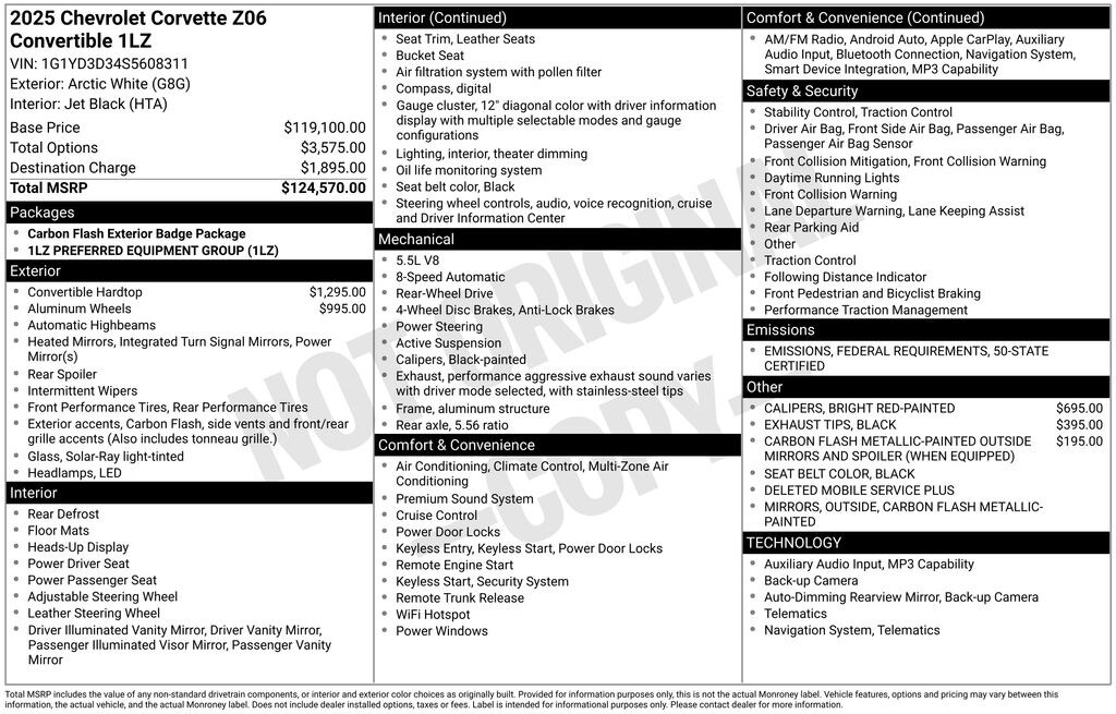 Used 2025 Chevrolet Corvette Z06 Convertible