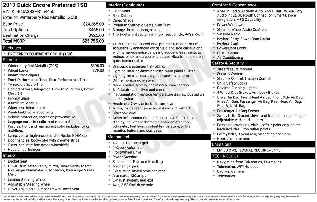 Used 2017 Buick Encore Preferred SUV