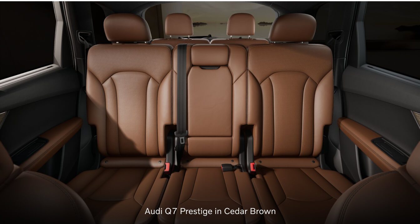 2026 Audi Q7 Prestige in Cedar Brown interior.