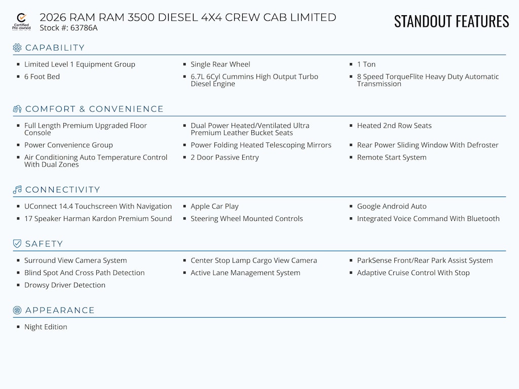 Certified 2026 Ram 3500 Limited Truck Crew Cab