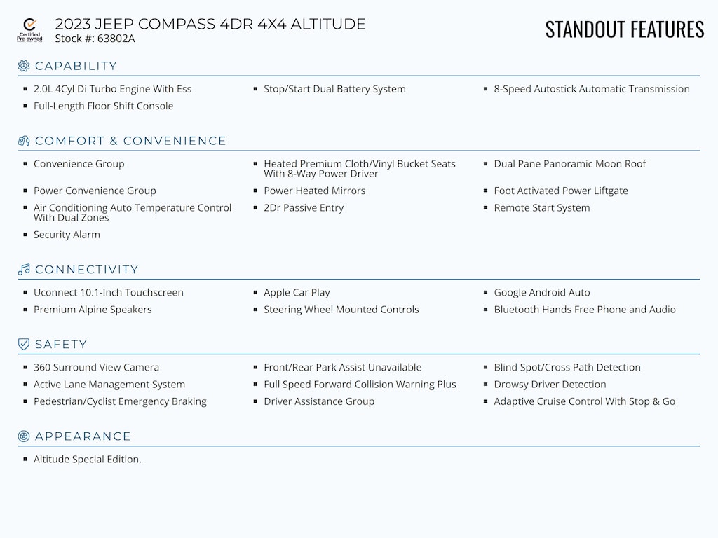 Certified 2023 Jeep Compass Altitude SUV