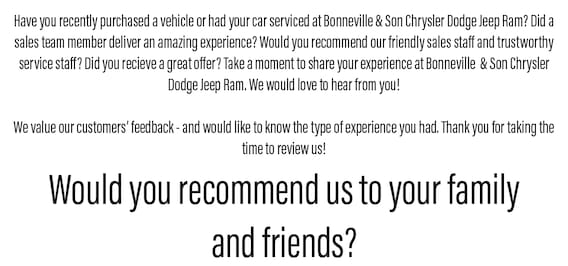 Bonneville And Son >> Review Us Bonneville And Son Chrysler Dodge Jeep Ram Bonneville And Son >> Review Us Bonneville And Son Chrysler Dodge Jeep Ram