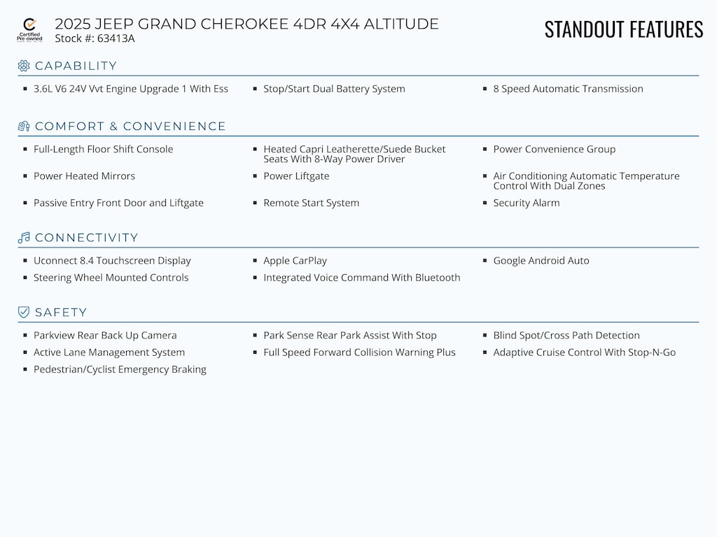 Certified 2025 Jeep Grand Cherokee Altitude SUV