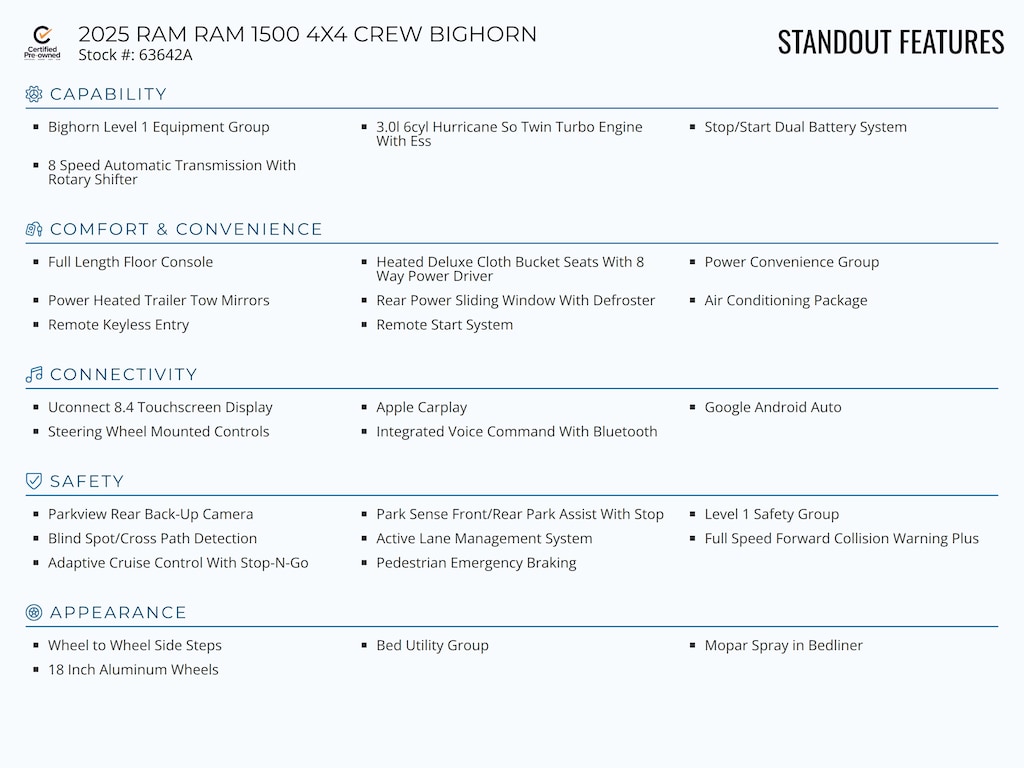 Certified 2025 Ram 1500 Big Horn Truck Crew Cab