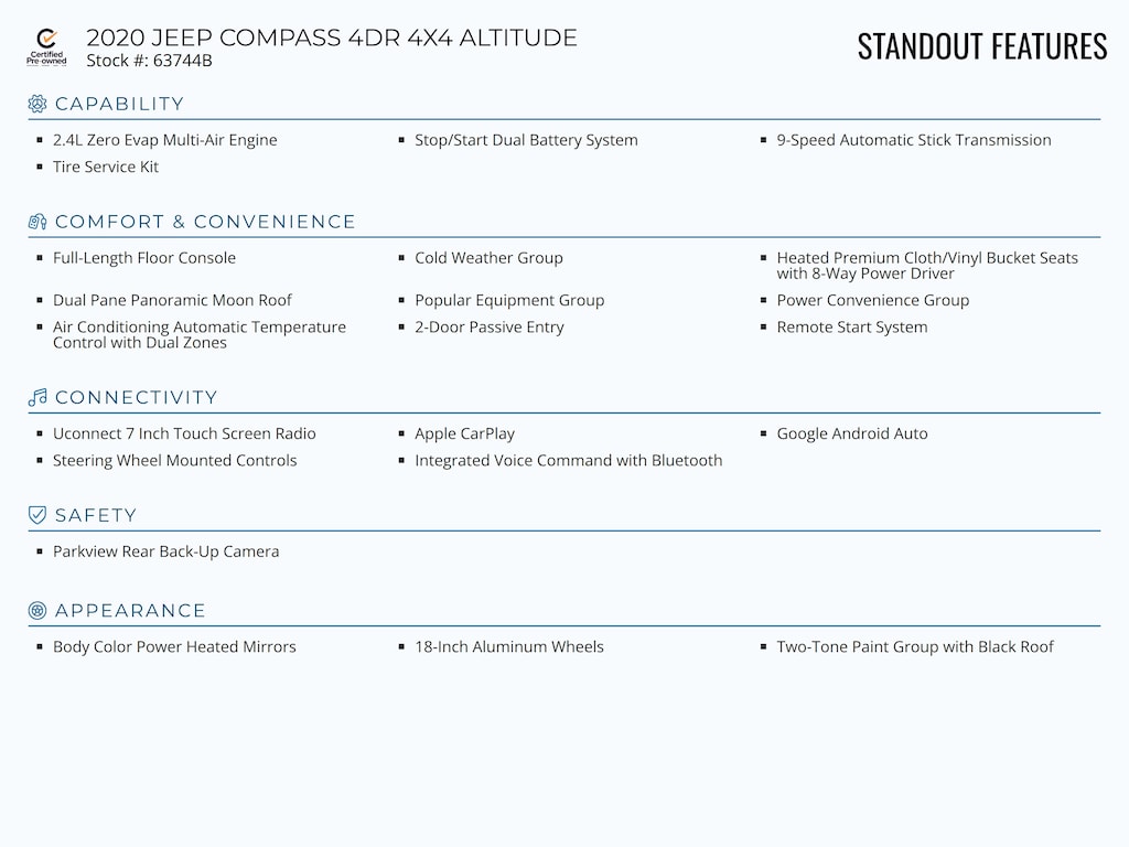 Certified 2020 Jeep Compass Altitude SUV