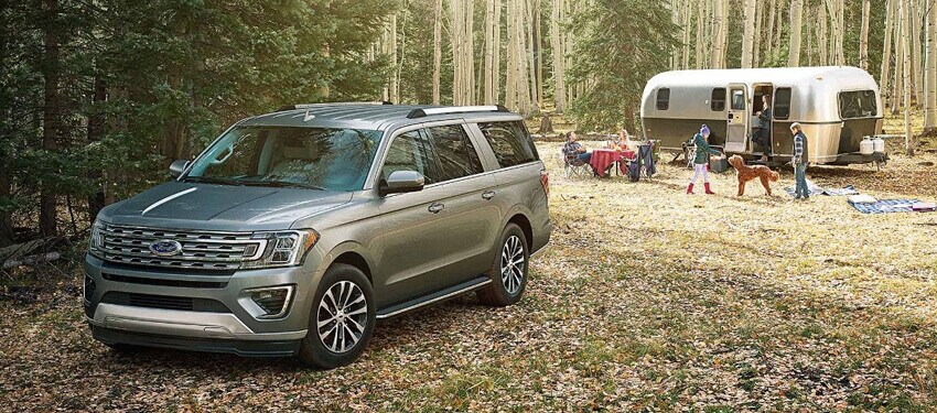 Photo of a family camping trip with a 2018 Ford Expedition in a West Michigan State Park