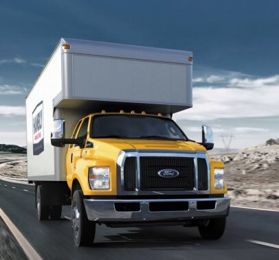 NewFordMediumDutyTruck.jpg Photo of an upgraded 2018 Ford F-650 Medium Duty Truck upfitted with an enclosed cargo body, which arrives at Borgman Commercial in Grand Rapids, MI fall 2017