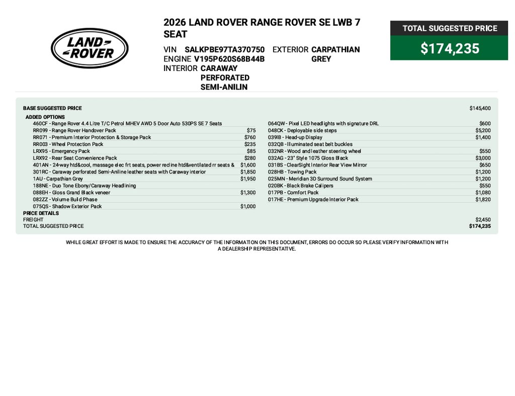 2026 Land Rover Range Rover