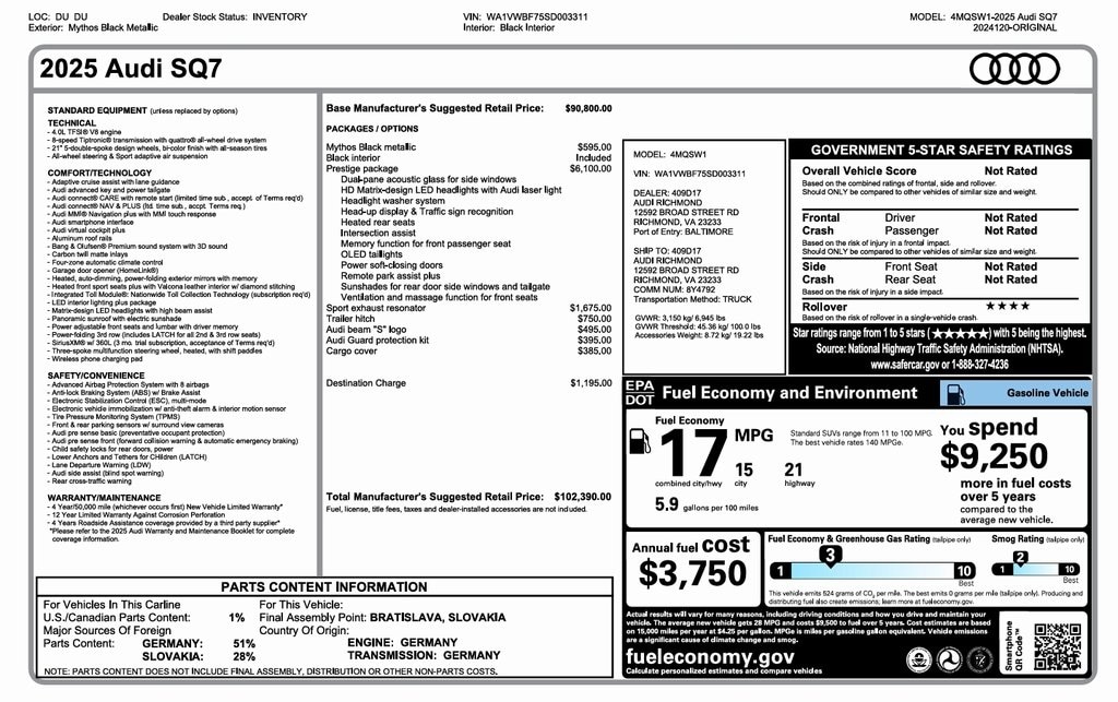 2025 Audi SQ7 Prestige's photo