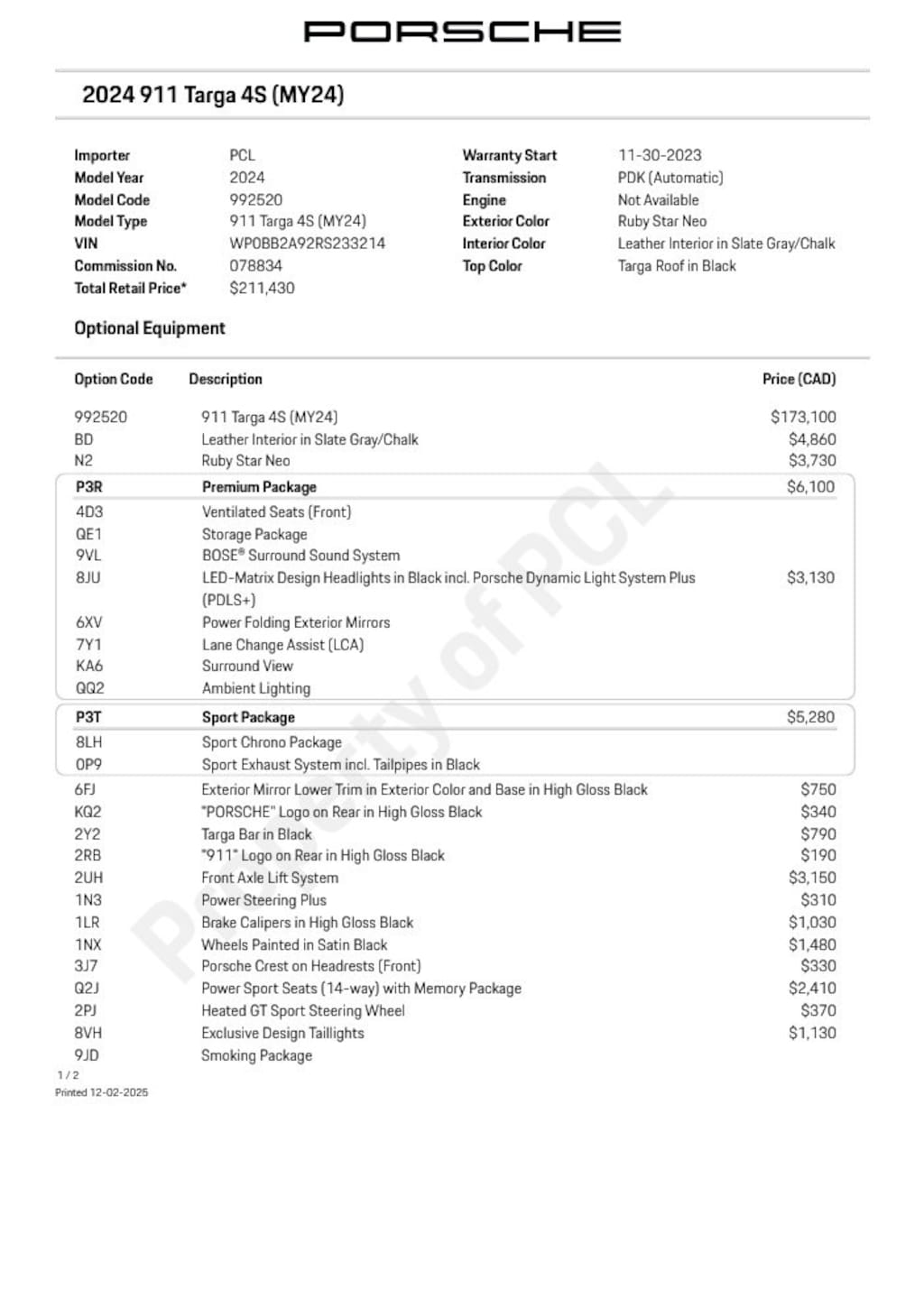 Used 2024 Porsche 911 Targa 4S Coupe