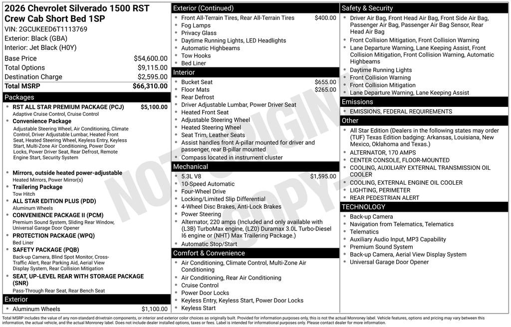 New 2026 Chevrolet Silverado 1500 RST Truck