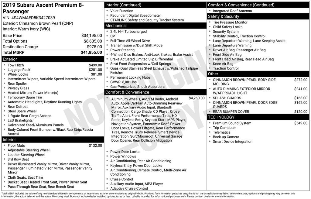 Used 2019 Subaru Ascent Premium