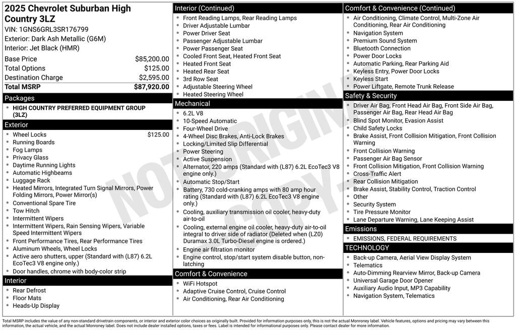 New 2025 Chevrolet Suburban High Country SUV