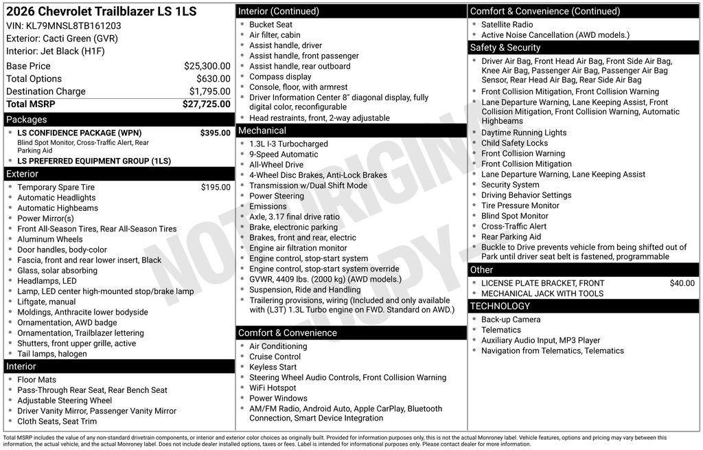 New 2026 Chevrolet Trailblazer LS SUV