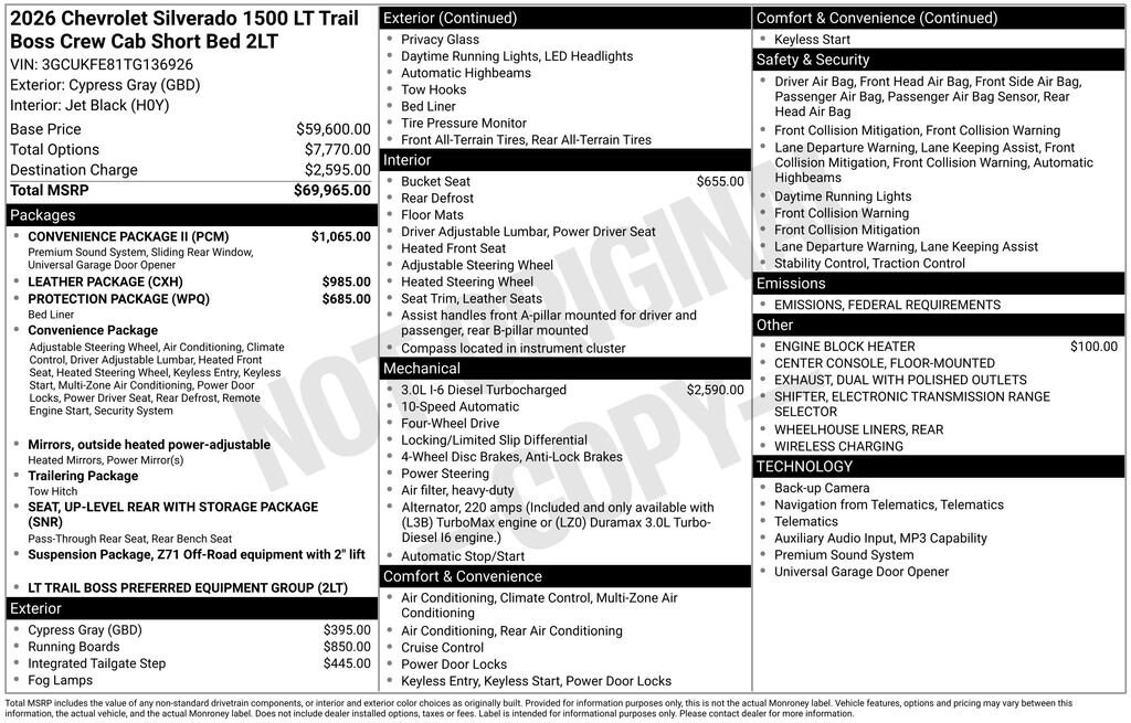 New 2026 Chevrolet Silverado 1500 LT Trail Boss Truck