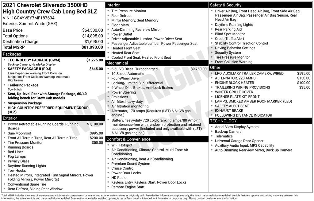 Used 2021 Chevrolet Silverado 3500 HD High Country Truck