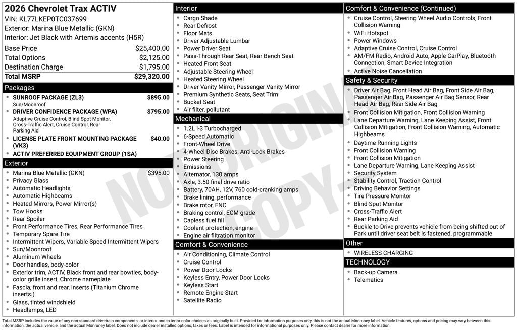 New 2026 Chevrolet Trax Activ SUV