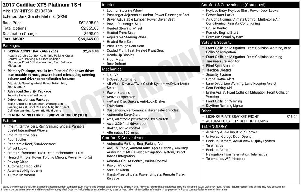 Used 2017 CADILLAC XT5 Platinum AWD SUV