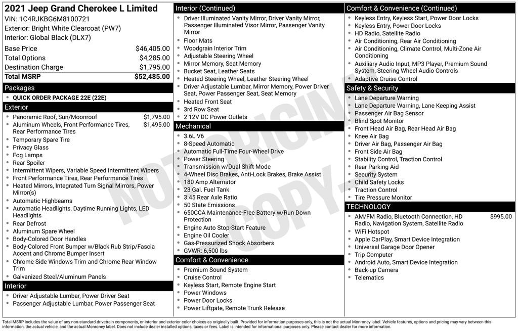 Used 2021 Jeep Grand Cherokee L Limited 4x4 SUV
