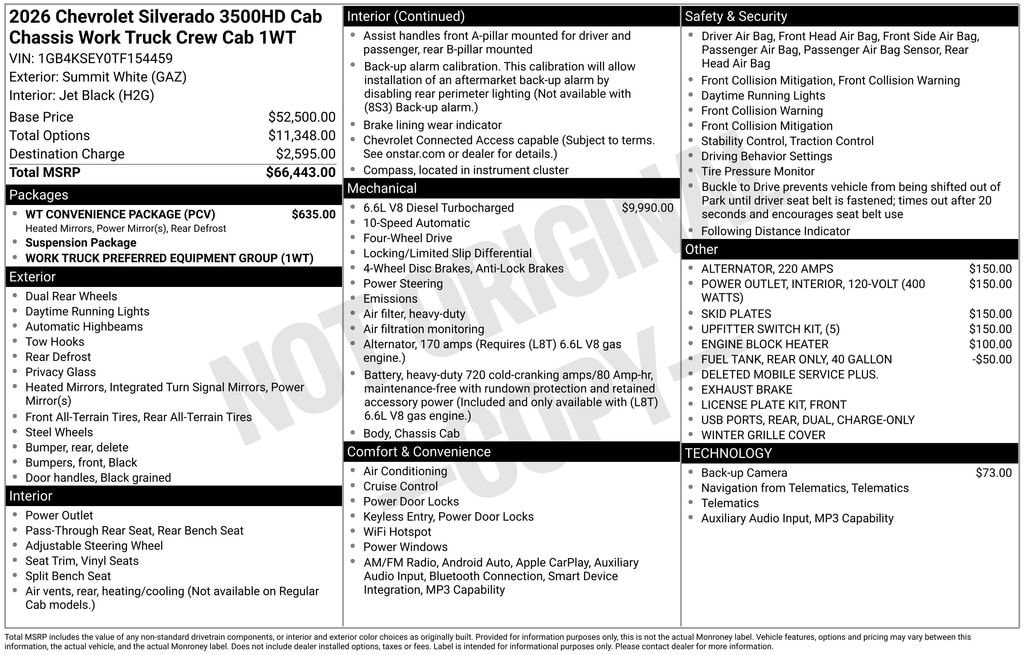 New 2026 Chevrolet Silverado 3500 HD Chassis Cab Work Truck Truck