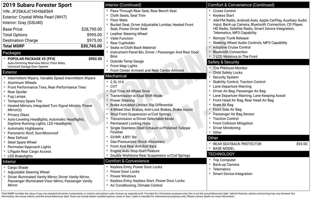 Used 2019 Subaru Forester Sport SUV