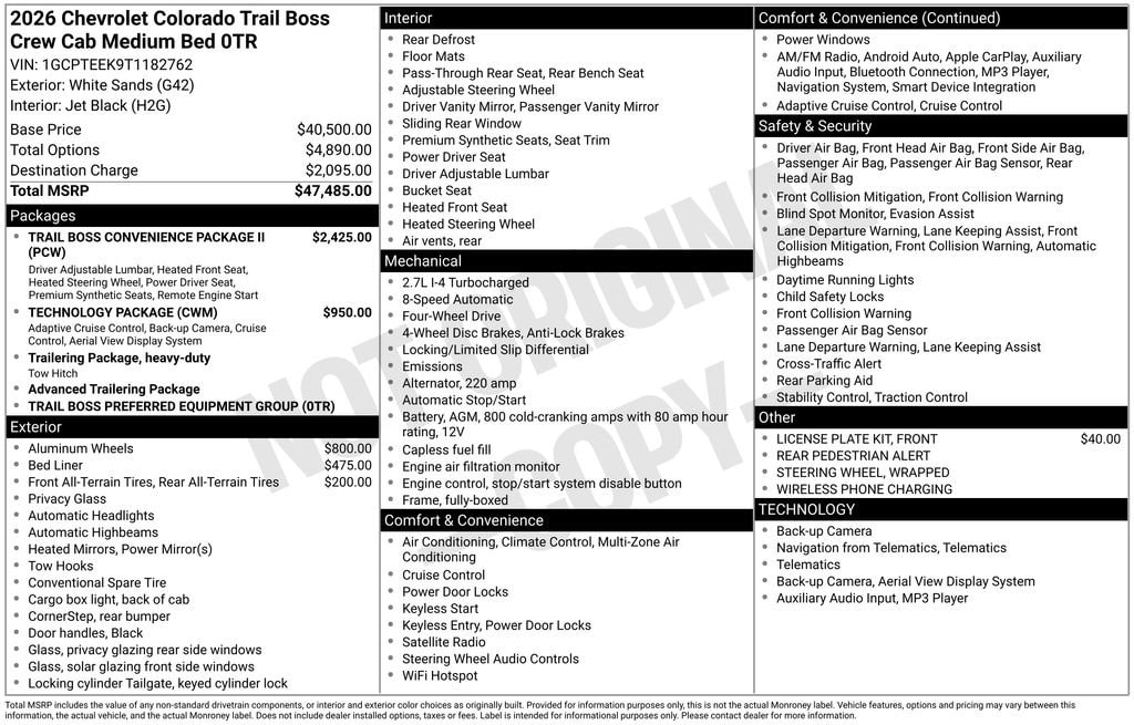 New 2026 Chevrolet Colorado Trail Boss Truck