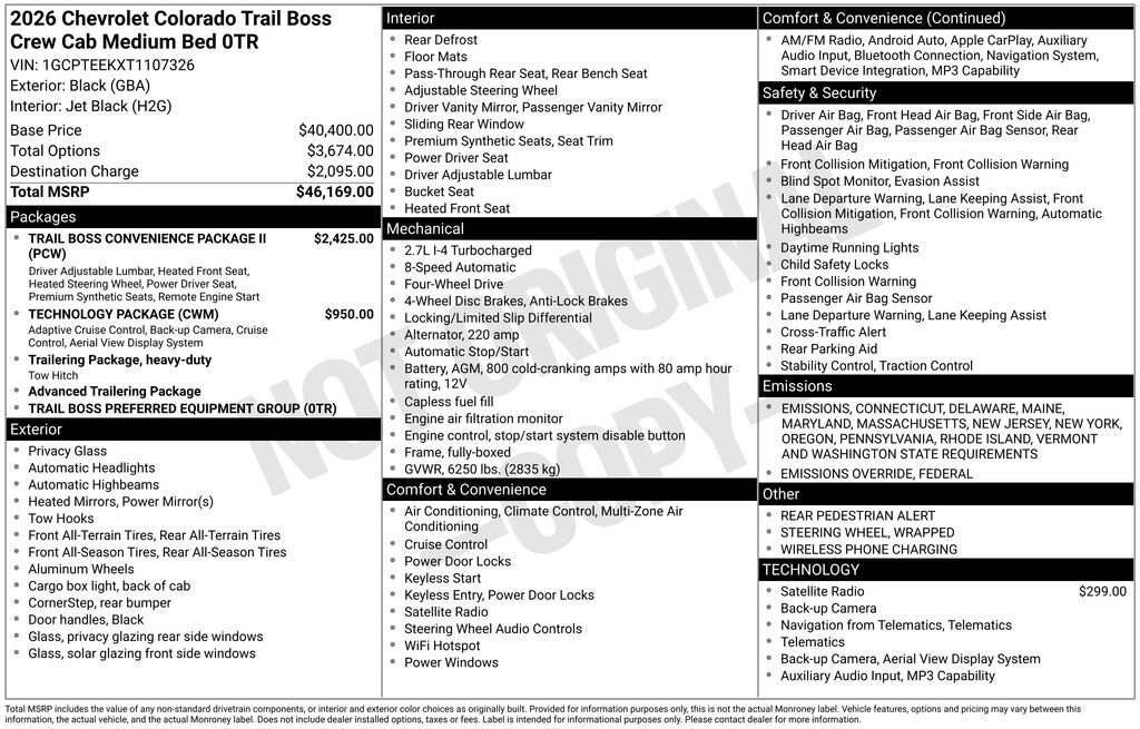 New 2026 Chevrolet Colorado Trail Boss Truck