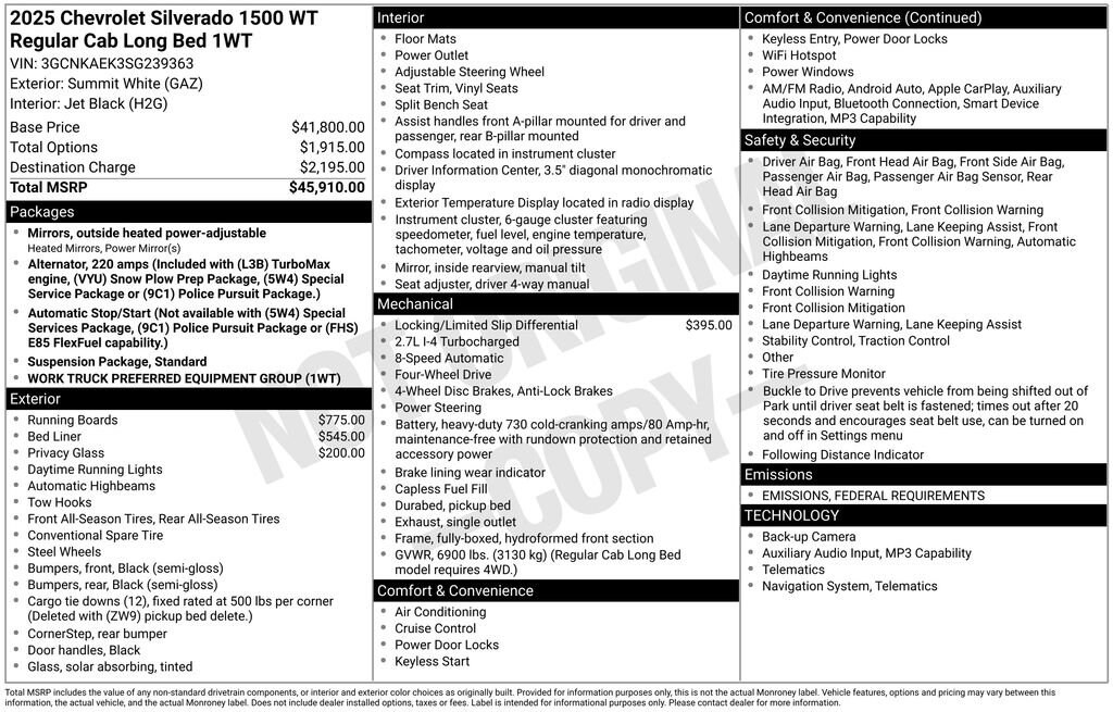 New 2025 Chevrolet Silverado 1500 WT Truck