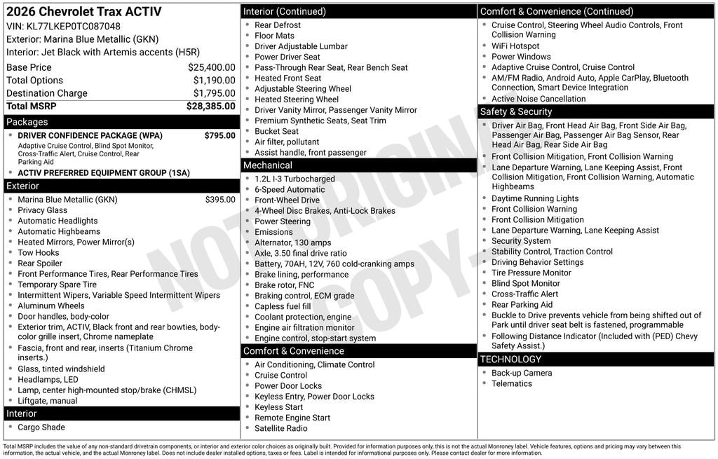 New 2026 Chevrolet Trax Activ SUV