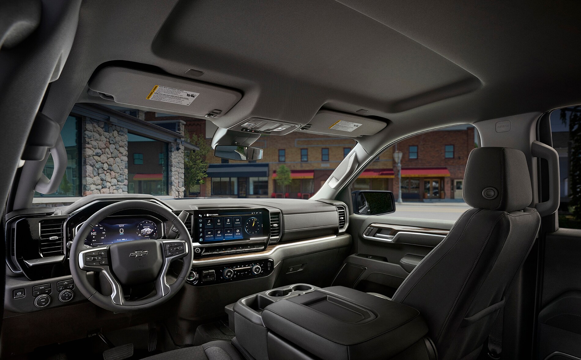 2026 Chevy Silverado 1500 interior with touchscreen and premium materials