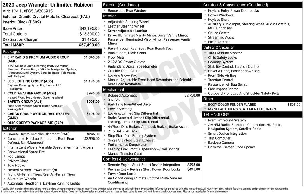 Used 2020 Jeep Wrangler Unlimited Rubicon 4X4 SUV