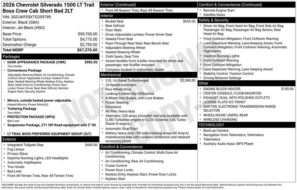 New 2026 Chevrolet Silverado 1500 LT Trail Boss Truck