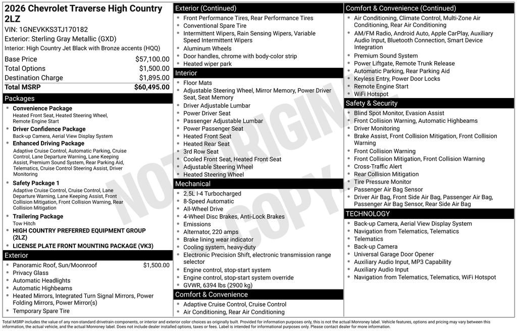New 2026 Chevrolet Traverse High Country SUV