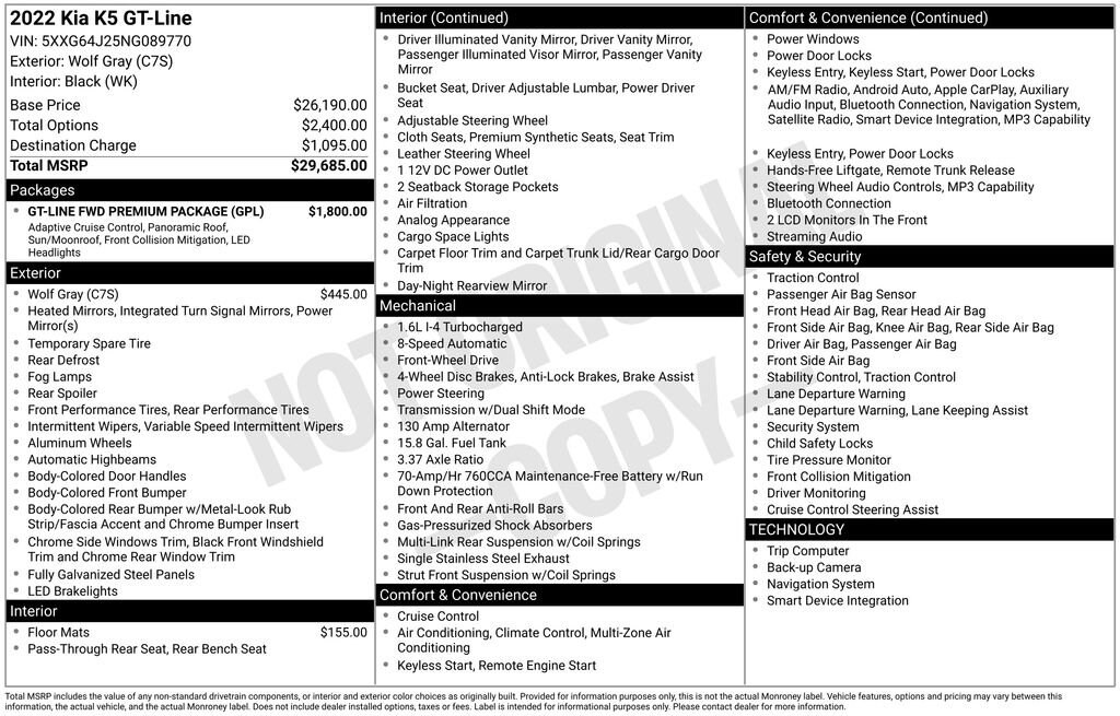 Used 2022 Kia K5 GT-Line Sedan