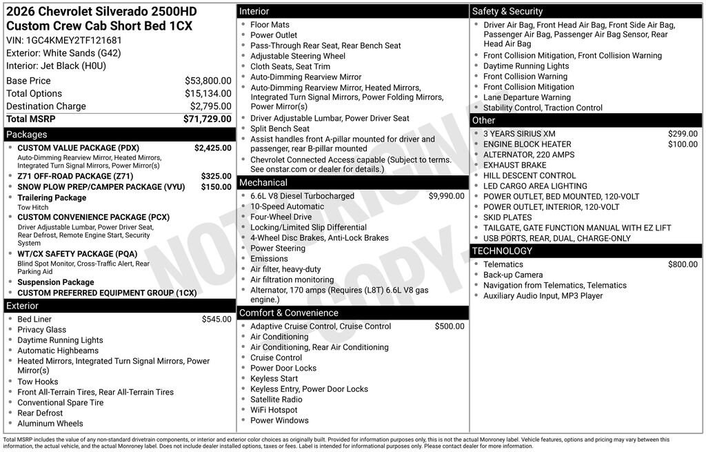 New 2026 Chevrolet Silverado 2500 HD Custom Truck