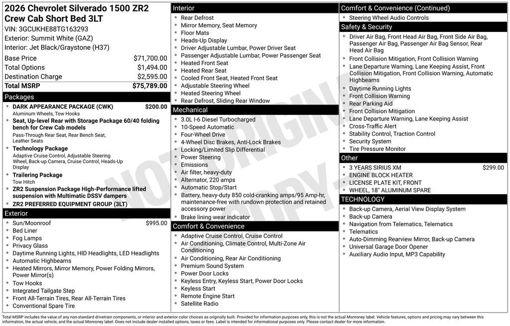 New 2026 Chevrolet Silverado 1500 ZR2 Truck