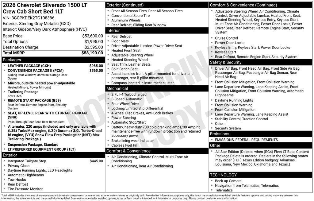 New 2026 Chevrolet Silverado 1500 LT Truck