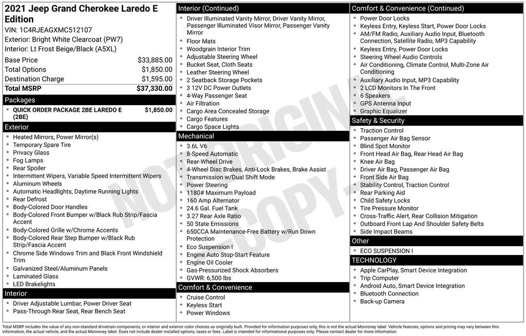 Used 2021 Jeep Grand Cherokee Laredo E 4x2 SUV