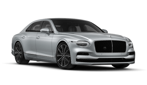 2026 Bentley Flying Spur in Moonbeam, front three-quarter passenger side studio view.