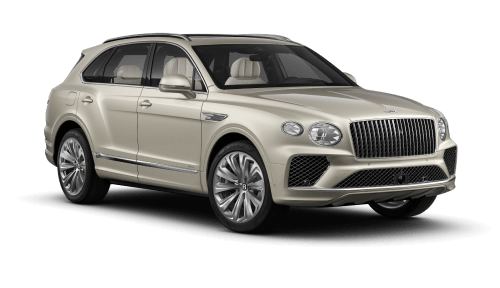 2026 Bentley Bentayga in Moonbeam, front three-quarter passenger side studio view.