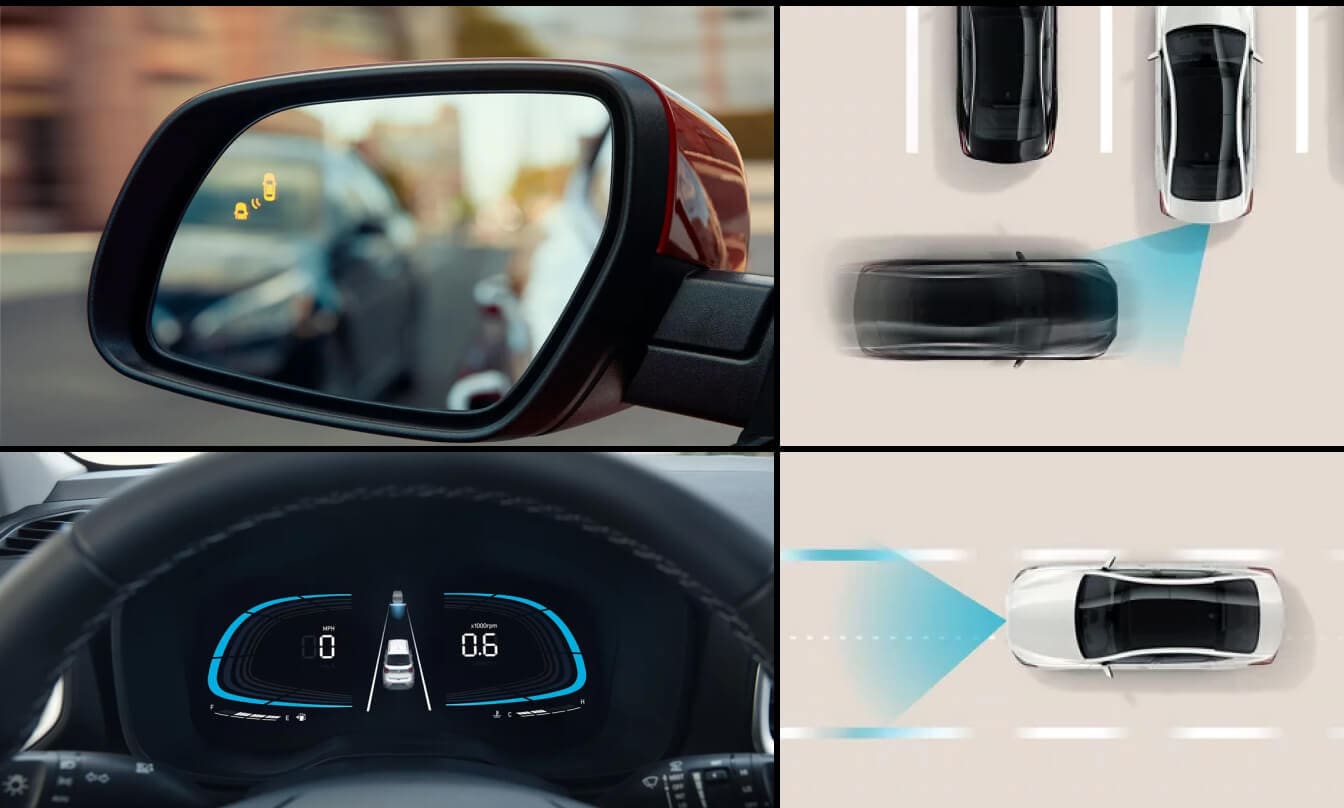 Collage of photos and illustrations of Hyundai Venue safety features