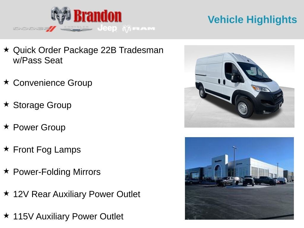 New 2025 Ram ProMaster PROMASTER 1500 TRADESMAN CARGO VAN HIGH ROOF 136' Cargo Van