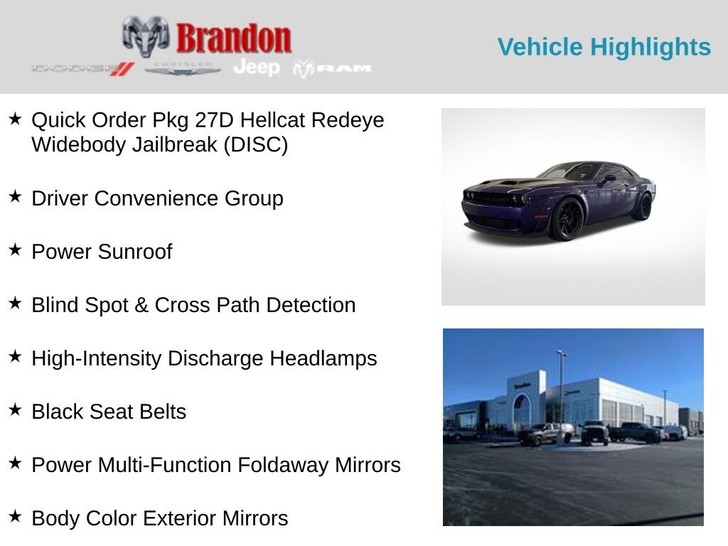 Used 2023 Dodge Challenger SRT Hellcat Redeye Widebody Jailbreak Coupe
