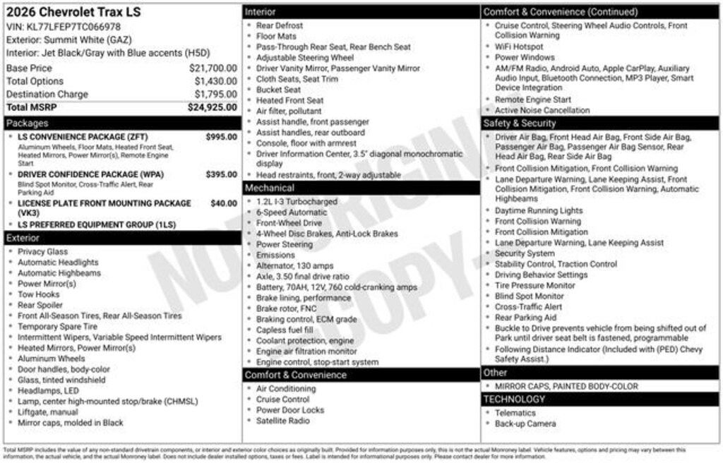 New 2026 Chevrolet Trax LS SUV